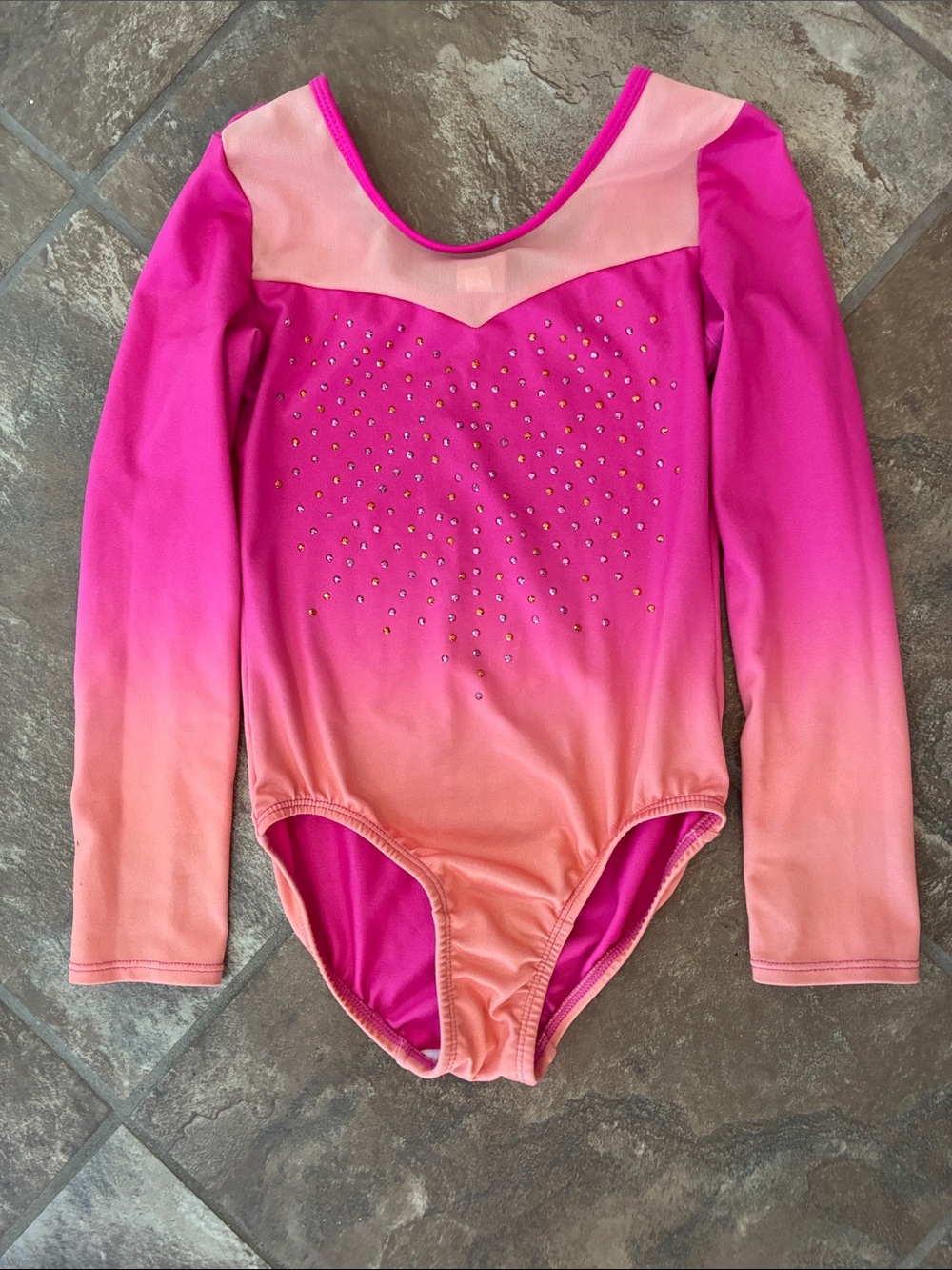 More Than Magic Hot Pink to Peach Ombre Long-Sleeve Dance Leotard